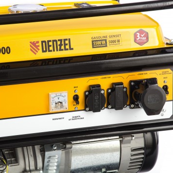 94637 | Генератор бензиновый GE 6900, 5.5 кВт, 220 В/50 Гц, 25 л, ручной старт, DENZEL-1