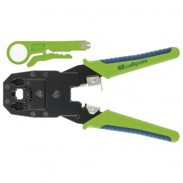 17733 | Клещи для обжима телефонных и компьютерных клемм 4P, 6P, 8P, функция обрезания проводов, СИБРТЕХ-0